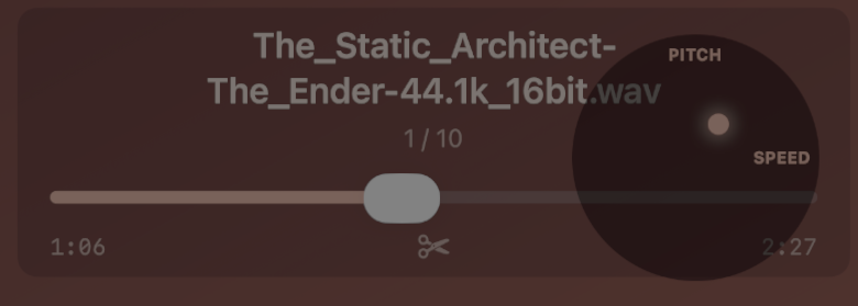 Warp overlay showing pitch/speed crosshair indicator